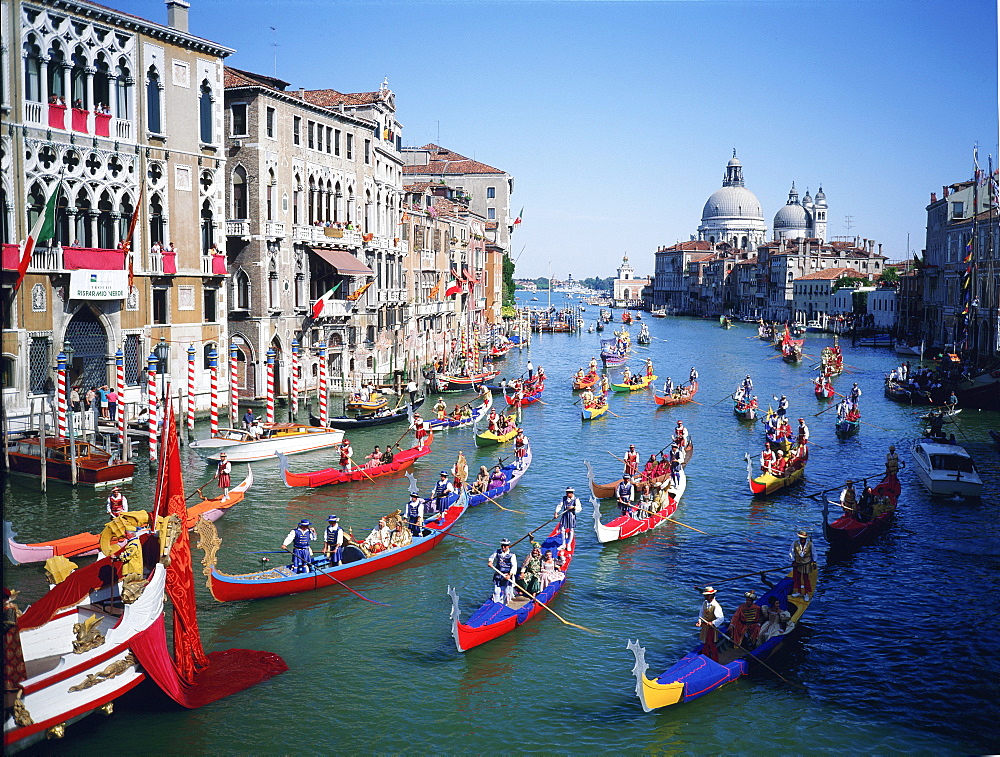 The Storica Regatta on the Grand Canal before the church of Santa Maria della Salute