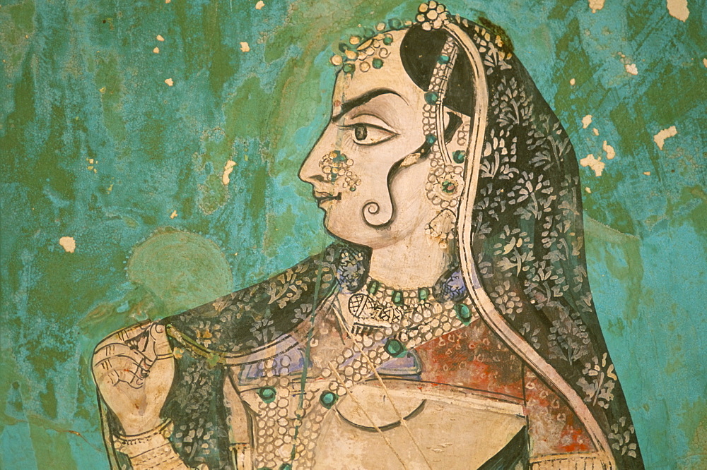 Painting in the palace, Bundi, Rajasthan state, India, Asia