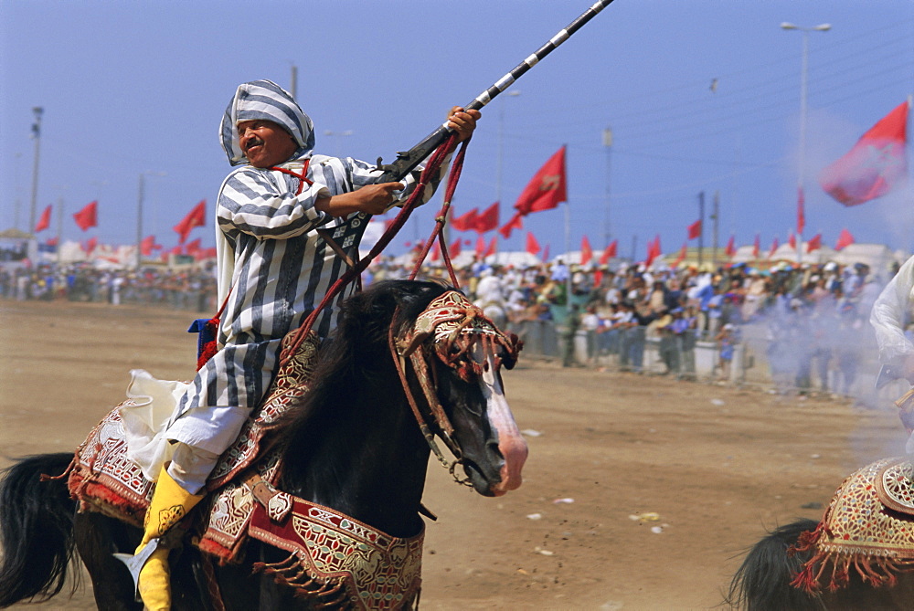 Fantasia for the moussem (festival) of Moulay Abdallah, El Jadida, Morocco, Africa