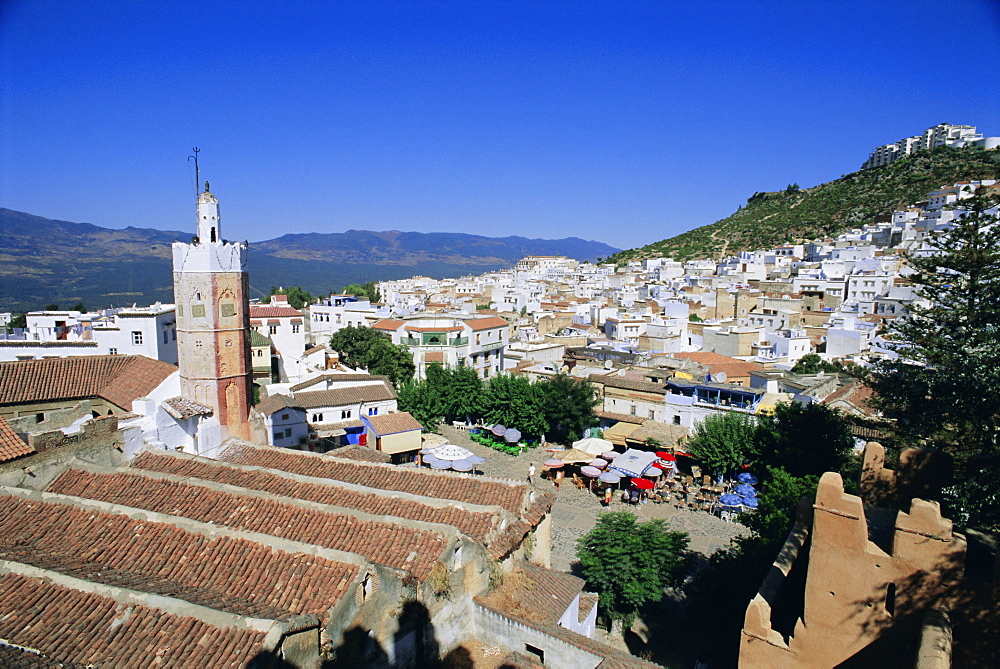 View over Chefchaouen (Chaouen) (Chechaouen), Rif Region, Morocco, Africa