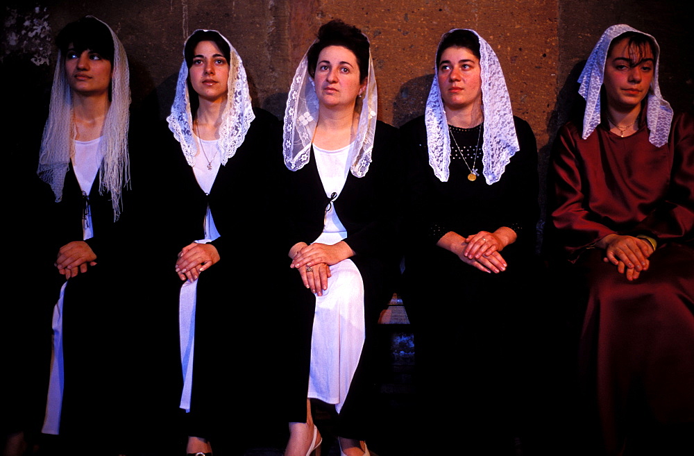 Choral group, Saint Gayaneh church, Etchmiadzin, Armenia, Asia