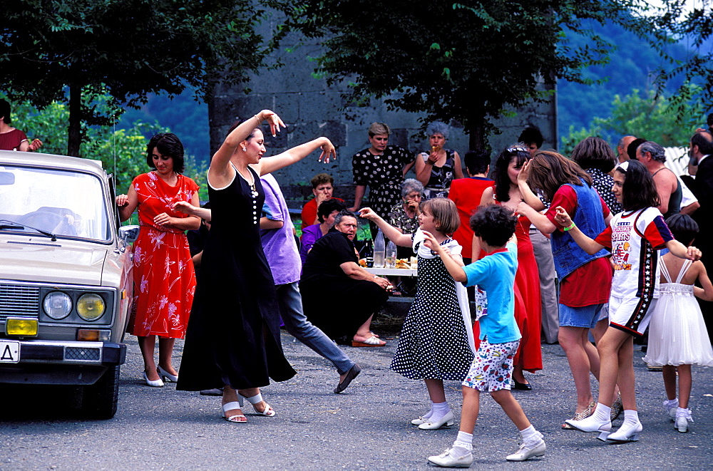 Family party, Aghbat church, Armenia, Asia