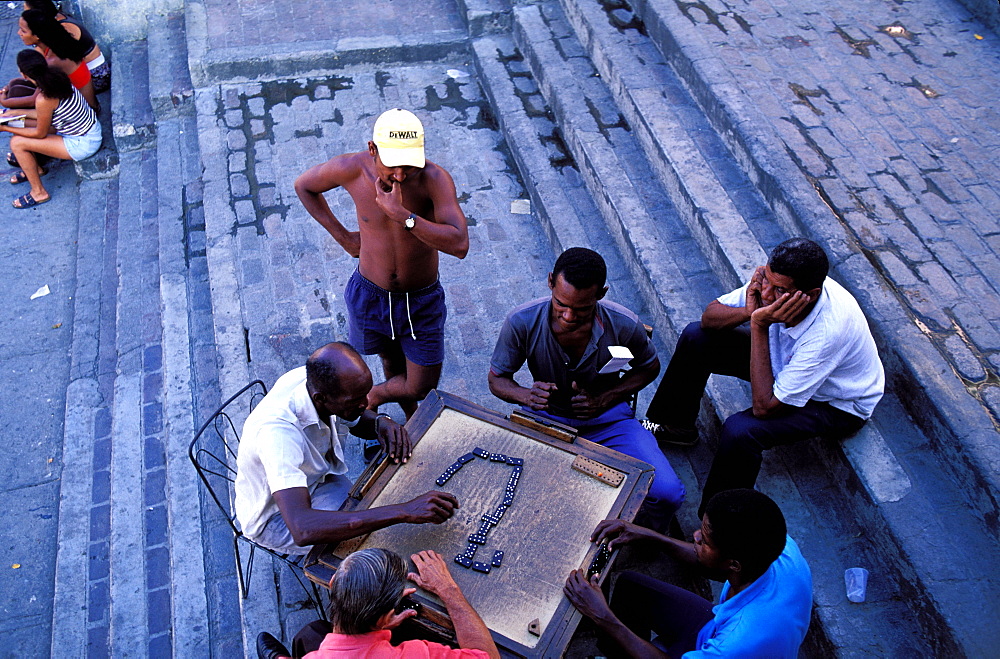 Men playing at dominoes, Tivoli district, Santiago de Cuba, Cuba, Central America