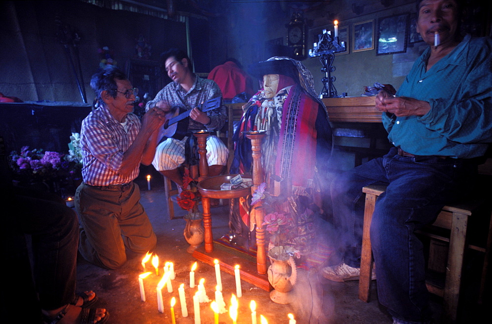 Maximon cult, Santiago Atitlan, Lake Atitlan, Guatemala, Central America