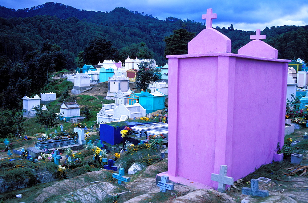 Quicheas Indians cemetery, Chichicastenango, Guatemala, Central America