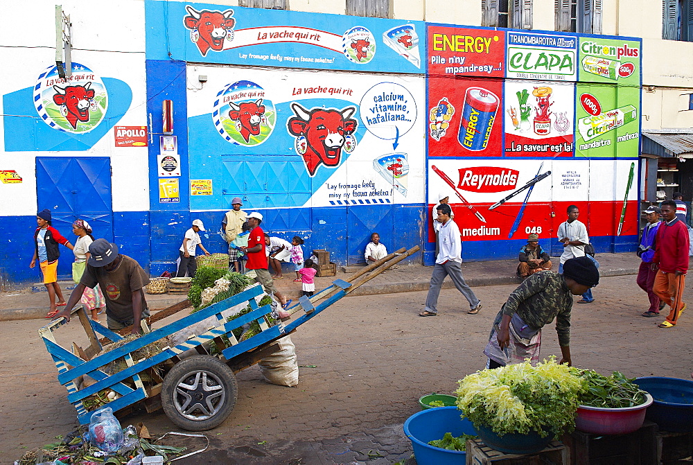 Wall painting advertising, Low City, Antananarivo (Tananarive), Madagascar, Africa