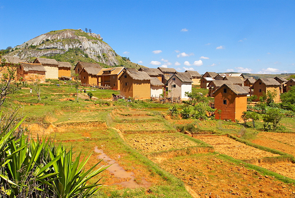 Traditional village on Hill around Fianarantsoa, Madagascar, Africa