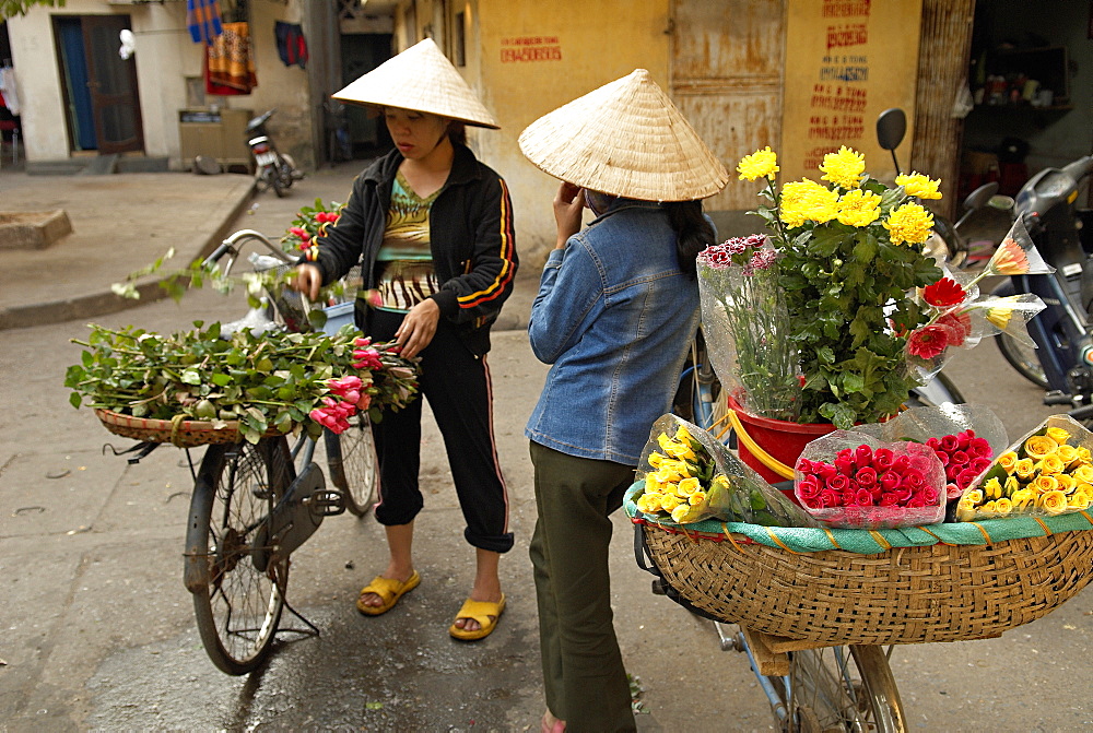 Flowers seller, Hanoi, Vietnam, Indochina, Southeast Asia, Asia