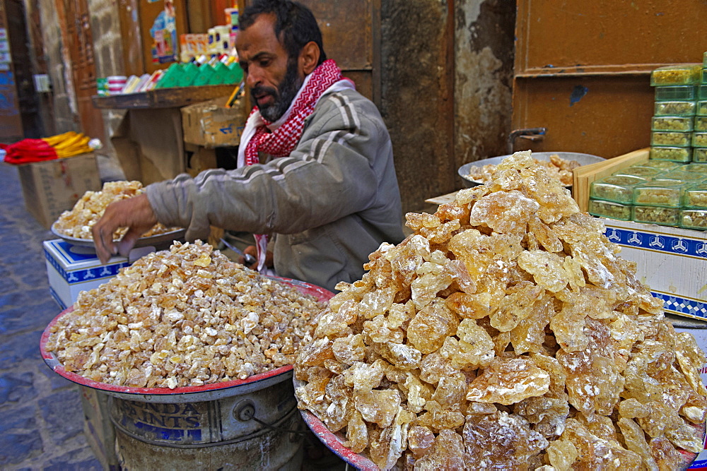 Incense shop, Old Town, UNESCO World Heritage Site, Sanaa, Yemen, Middle East