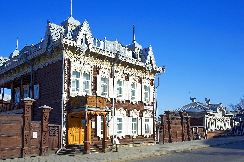 Wooden architecture, The House of Europe, Irkutsk, Siberia, Russia, Eurasia 