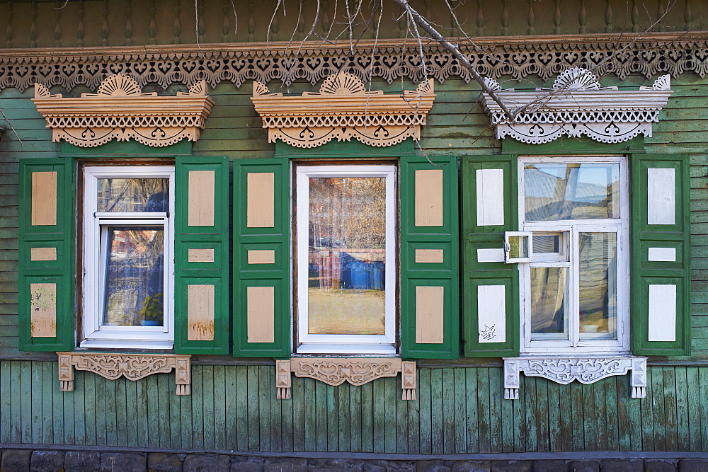 Wooden architecture, Irkutsk, Siberia, Russia, Eurasia 