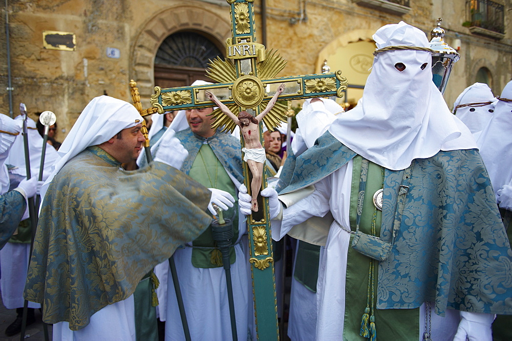 Procession on Good Friday, Enna, Sicily, Italy, Europe