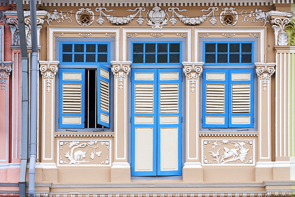 Peranakan houses in Euros District at the east of the city, Singapore, Southeast Asia, Asia