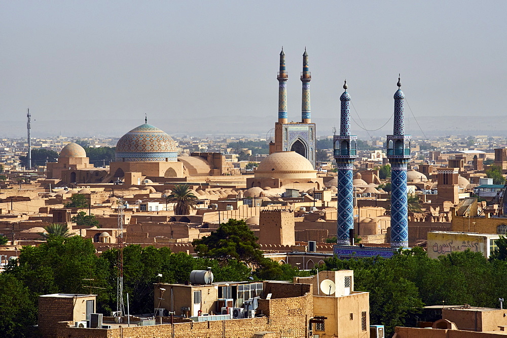 Friday Mosque and cityscape with badgirs (wind towers), Yazd, Yazd Province, Iran, Middle East