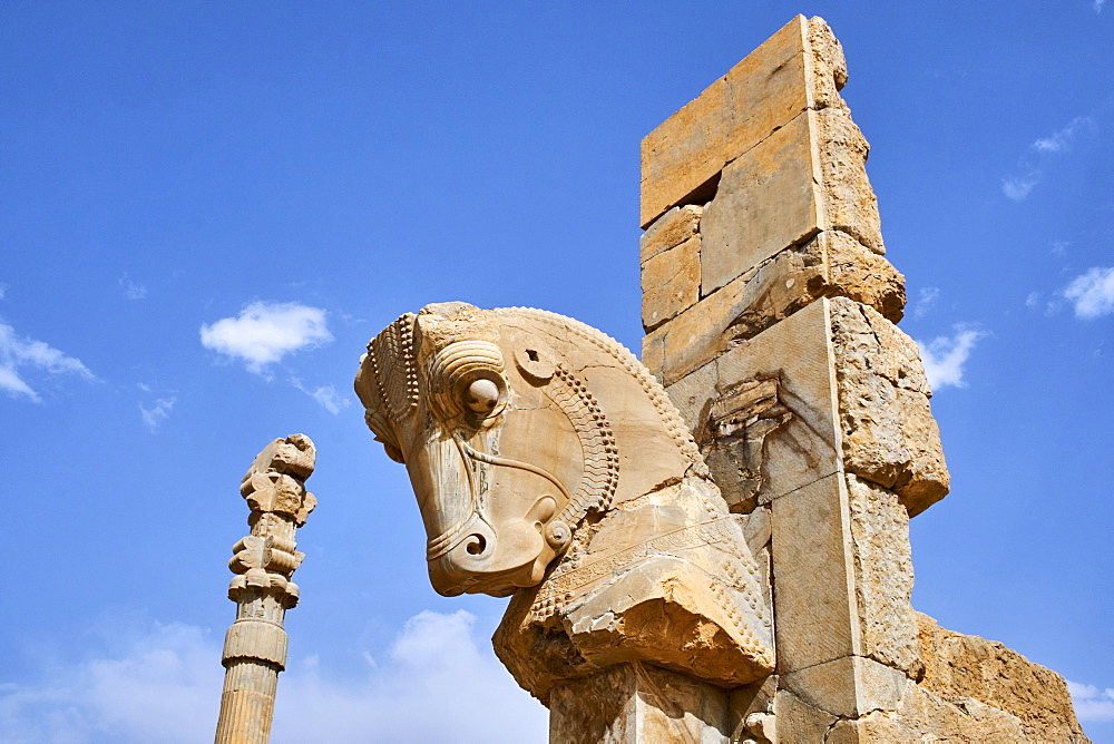 Pillars of the Apadana palace, Persepolis, UNESCO World Heritage Site, Fars Province, Iran, Middle East