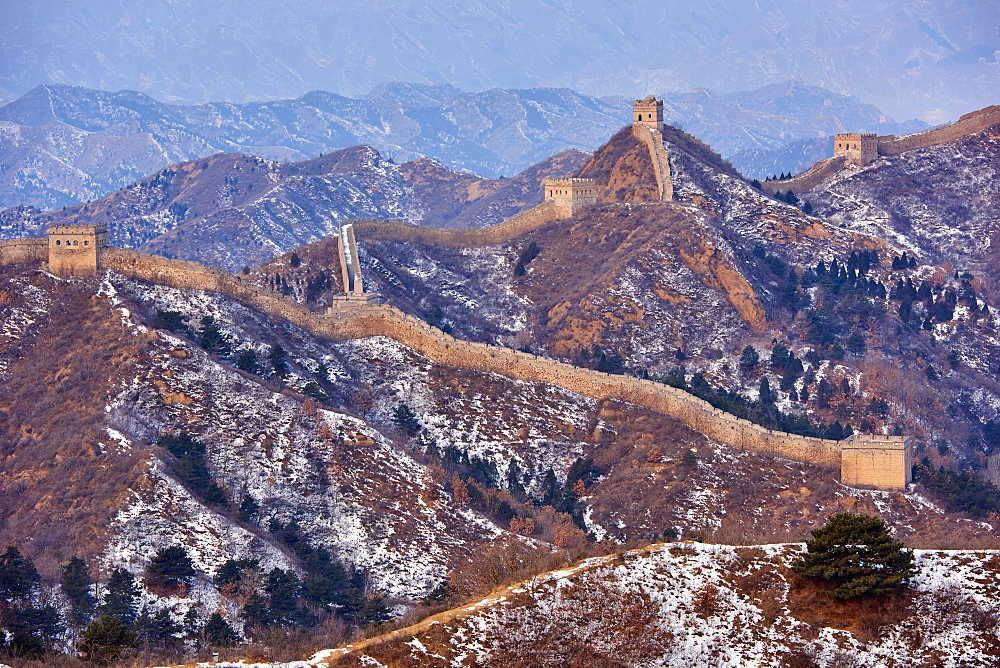 Aerial view of the Jinshanling and Simatai sections of the Great Wall of China, Unesco World Heritage Site, China, East Asia