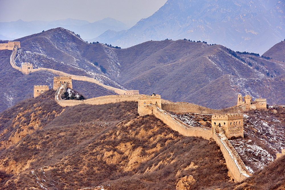 Elevated view of the Jinshanling and Simatai sections of the Great Wall of China, Unesco World Heritage Site, China, East Asia