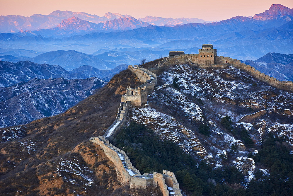 Jinshanling and Simatai sections of the Great Wall of China at sunset, Unesco World Heritage Site, China, East Asia