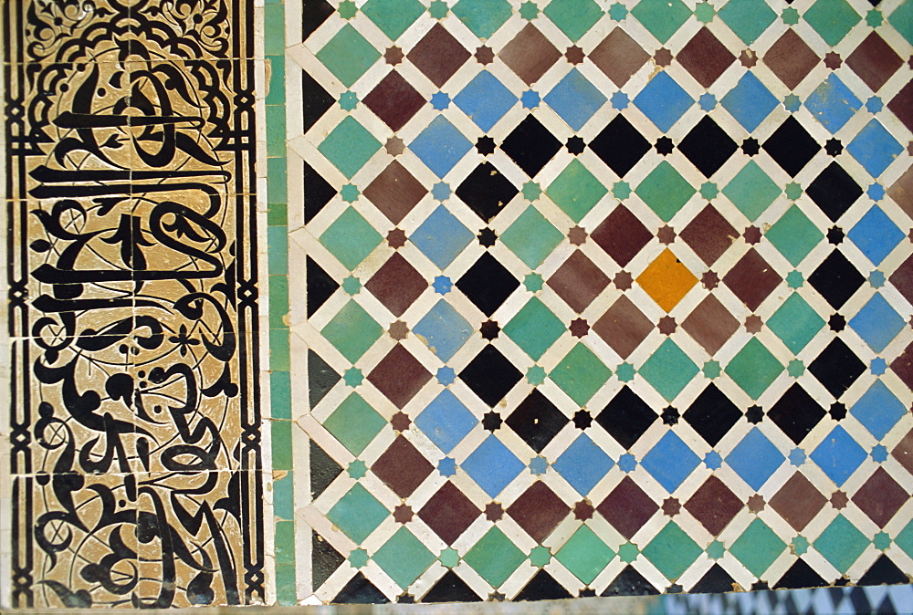 Tile detail, Attarine Medressa, Fez, Morocco, North Africa