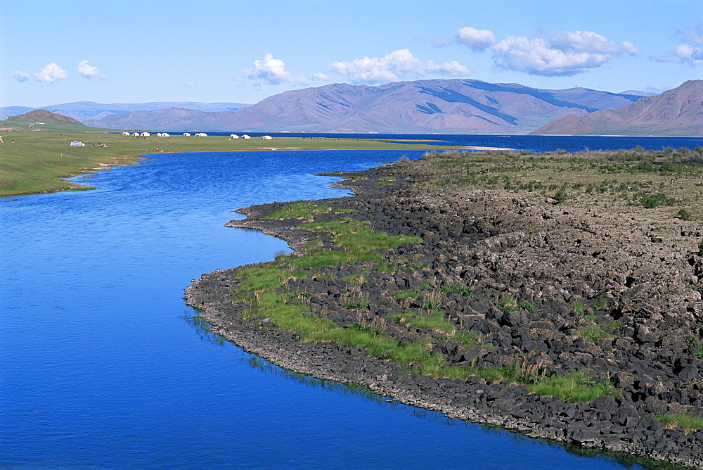 Lake Terkhiin Tsagaan Nuur, volcanic region of Khorgo, Arkhangai, Mongolia, Central Asia, Asia