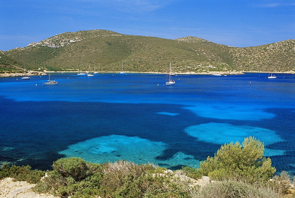 Clear blue waters of Cabrera Island, Cabrera National Park, Balearic Islands, Spain, Mediterranean, Europe