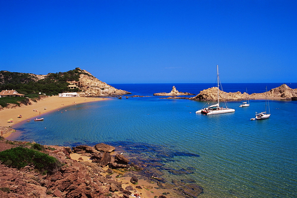 Cala Pregonda beach on northern coast, Minorca, Balearic Islands, Spain, Mediterranean, Europe