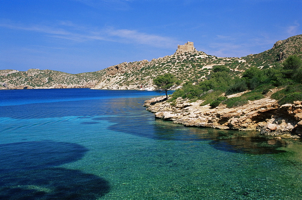 Clear blue waters of Cabrera Island, Cabrera National Park, Cabrera Island, Balearic Islands, Spain, Mediterranean, Europe