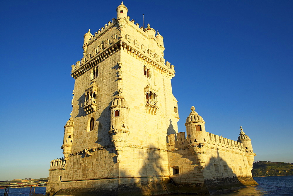 Belem Tower (Torre de Belem) at sunset, Belem, UNESCO World Heritage Site, Lisbon,Portugal, Europe