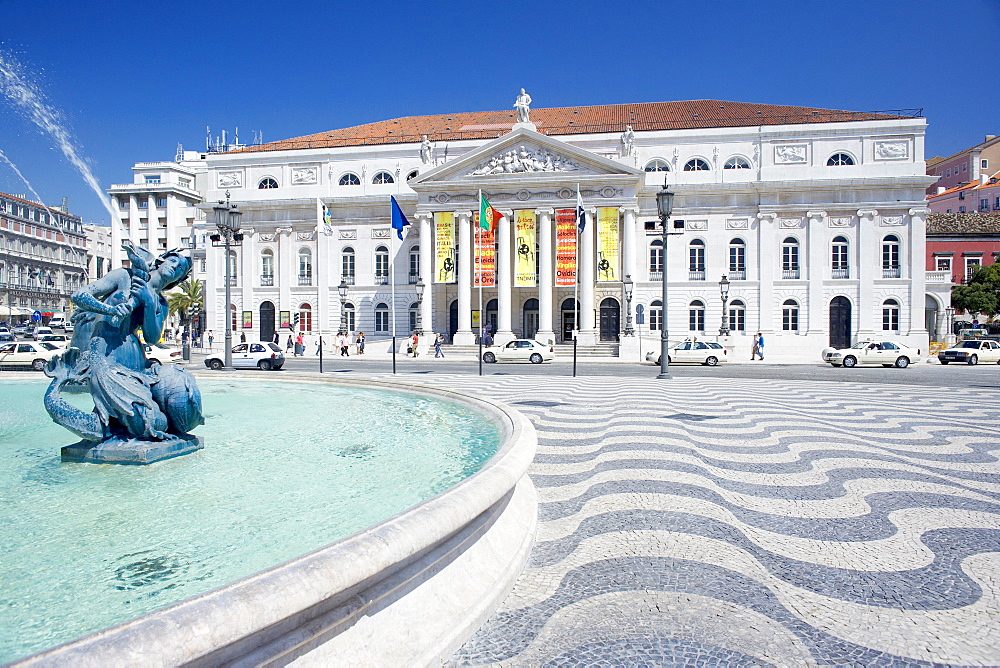 Praca Dom Pedro IV (Rossio Square) and Lisbon Opera House, Lisbon, Portugal, Europe