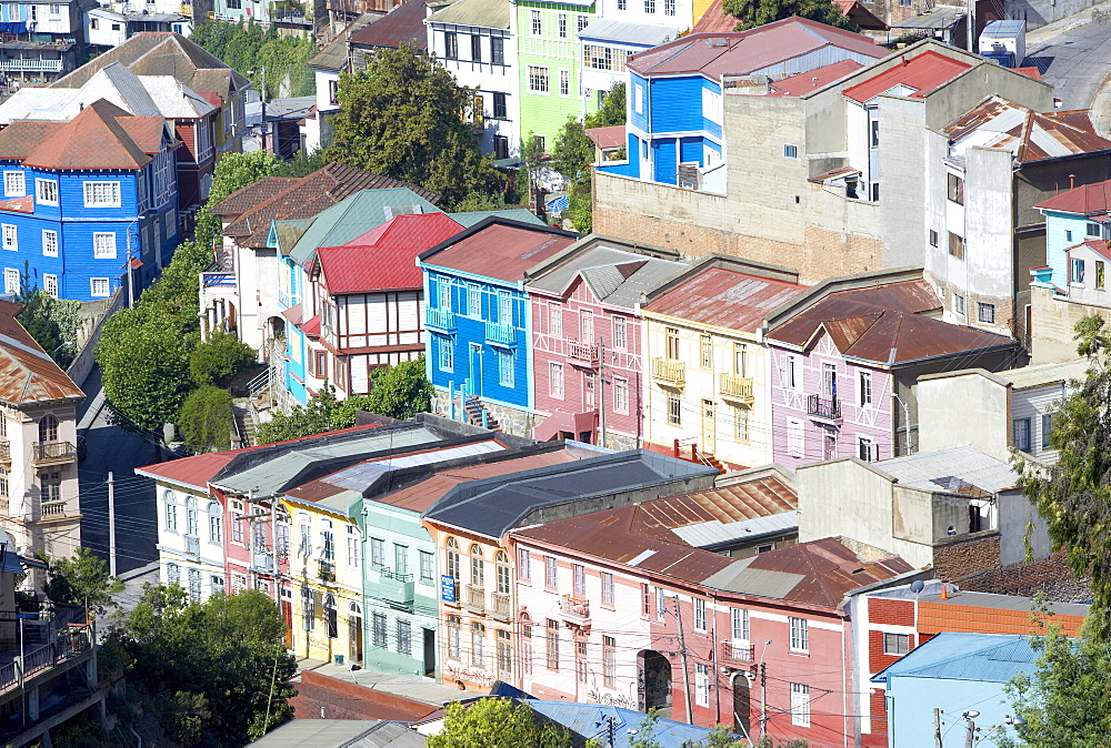 Traditional colorful houses, Valparaiso, UNESCO World Heritage Site, Chile, South America