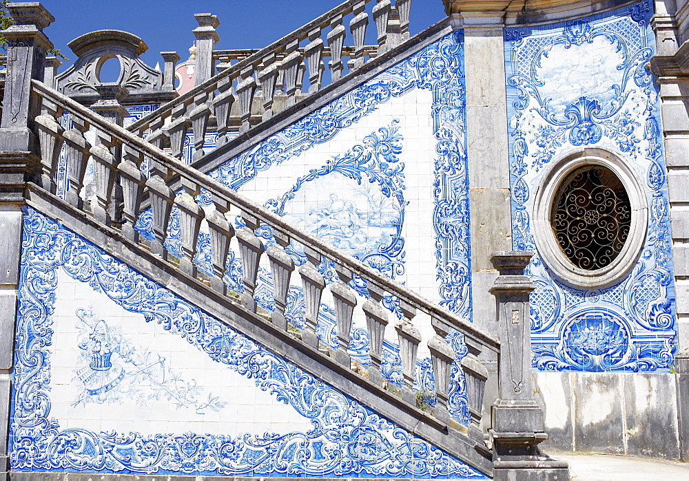 Mosaic staircase, Estoi Palace, Estoi, Algarve, Portugal, Europe