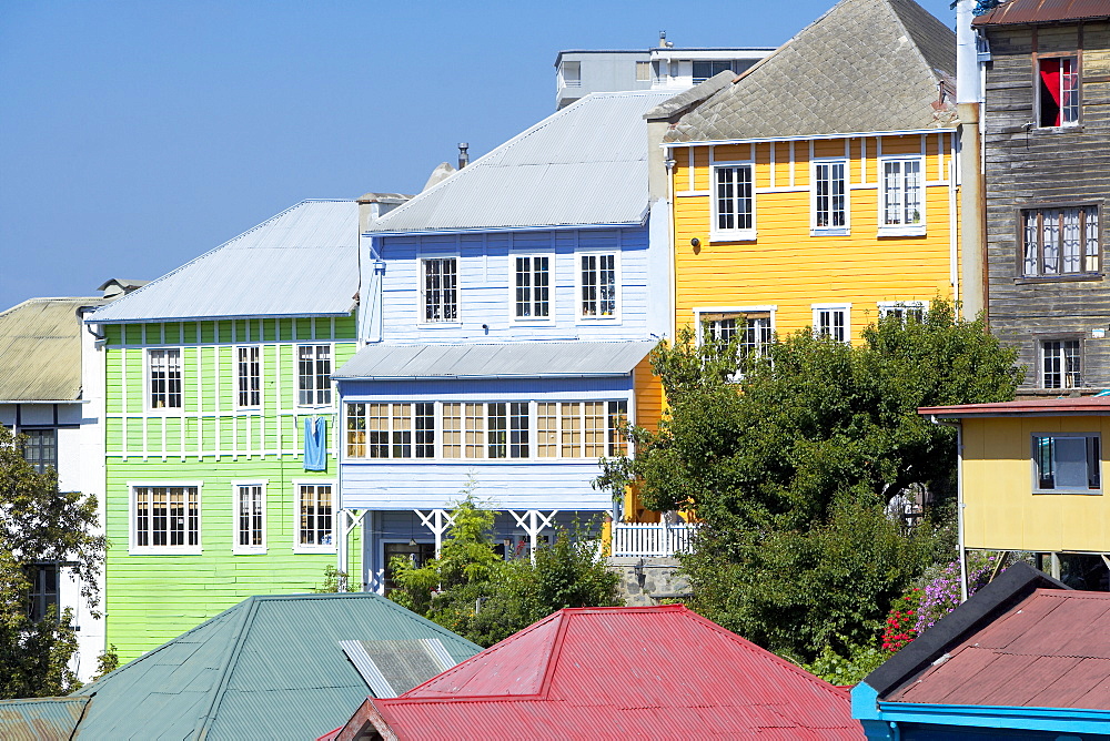 Traditional colourful houses, Valparaiso, UNESCO World Heritage Site, Chile, South America