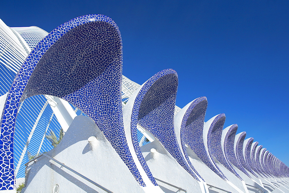 Tiled features, the Umbracle, City of Arts and Sciences, Valencia, Spain, Europe