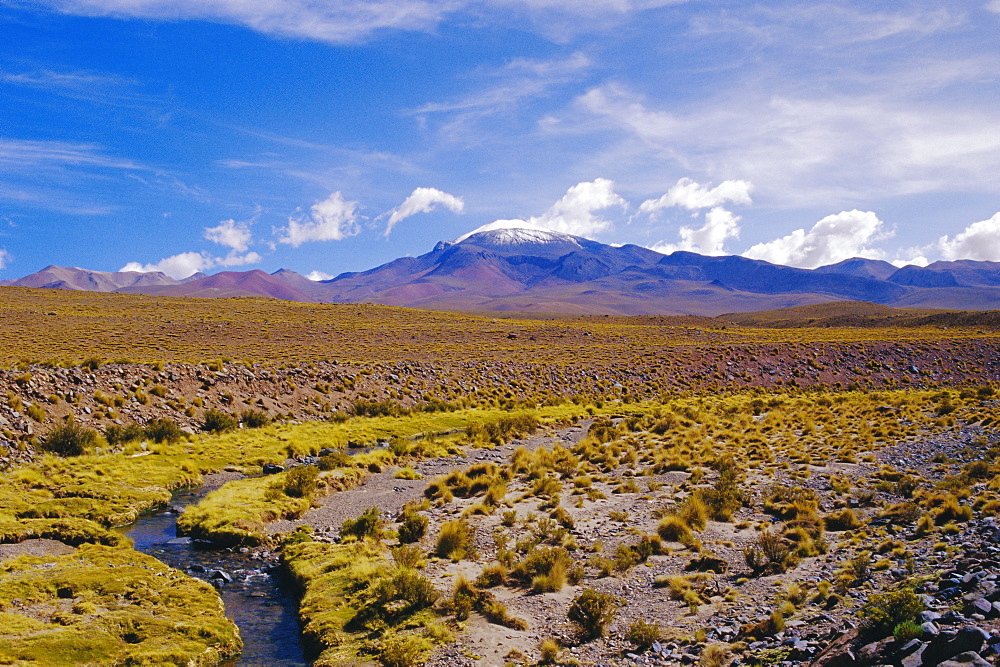 Andean volcanic landscape near  the Blue Lake (Laguna Celeste), Eduardo Avaroa National Reserve, Los Lipez, Southwest Bolivia, South America 