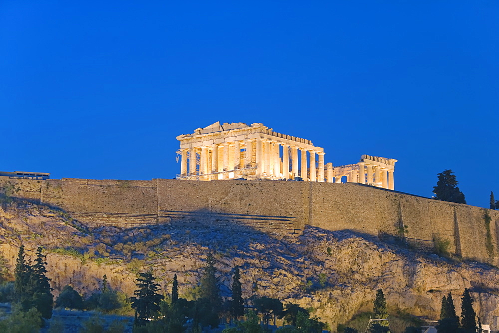 Parthenon at dusk, Acropolis, UNESCO World Heritage Site, Athens, Greece, Europe