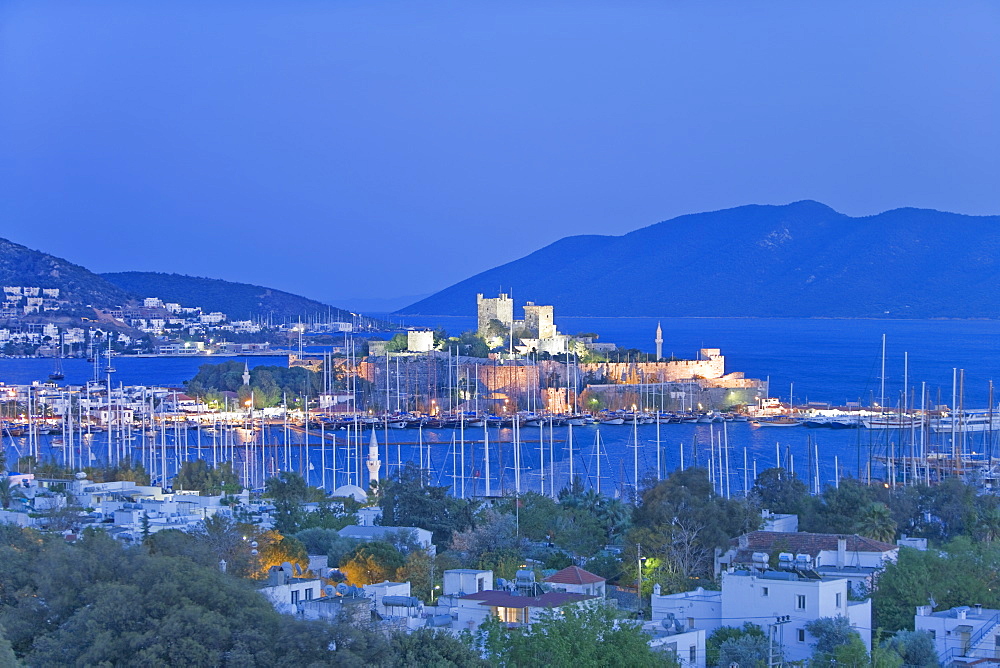 Bodrum harbour and St. Peter Castle, Bodrum, Anatolia, Turkey, Asia Minor, Eurasia