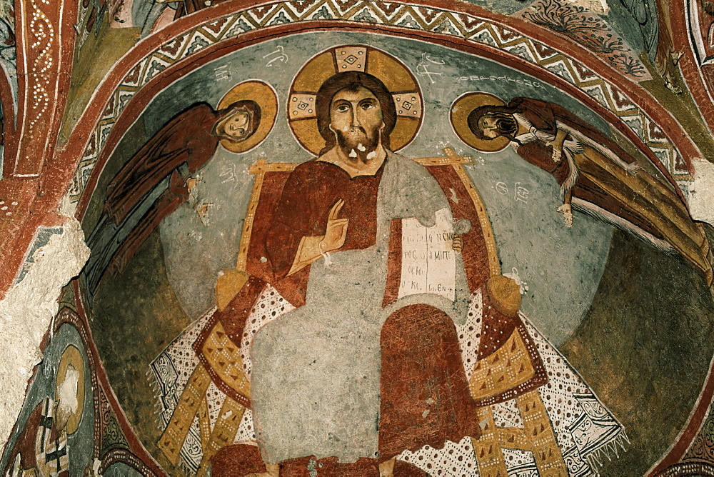 Christian frescoes in Sandal Church, Goreme Open Air Museum, Goreme, Cappadocia, Anatolia, Turkey, Asia Minor, Eurasia