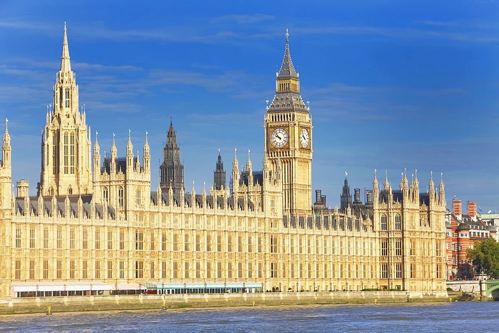 Big Ben, Houses of Parliament and River Thames, Westminster, UNESCO World Heritage Site, London, England, United Kingdom, Europe