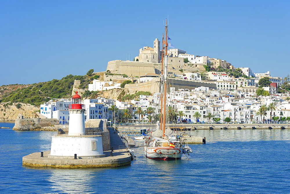 Ibiza old town and harbor, Ibiza, Balearic Islands, Spain, Mediterranean, Europe