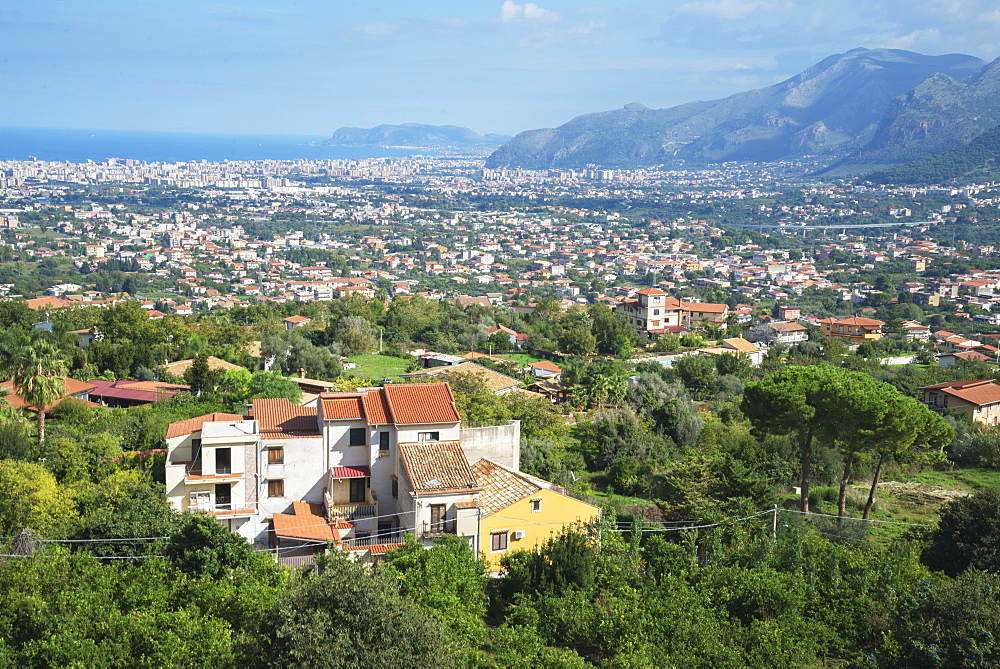 Monreale view from Monreale Cathedral, Monreale, Sicily, Italy, Europe