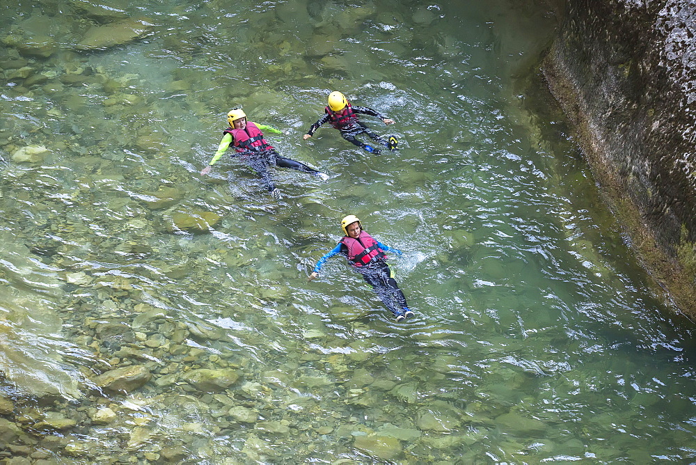 People canyoning in the Gorges du Verdon, Provence-Alpes-Cote d'Azur, Provence, France, Europe