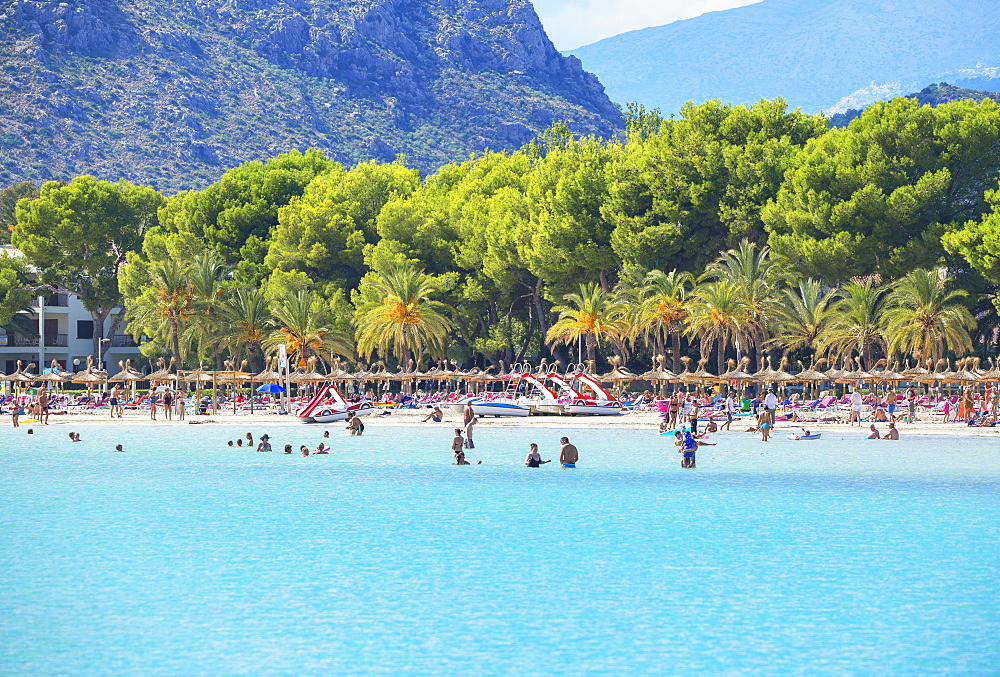 Beach of Port de Alcudia, Mallorca (Majorca), Balearic Islands, Spain, Mediterranean, Europe