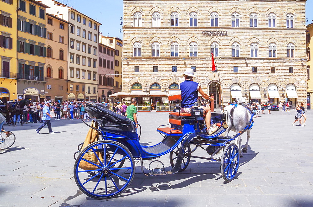 Horse carriage on Piazza della Signoria, Florence; Tuscany; Italy; Europe