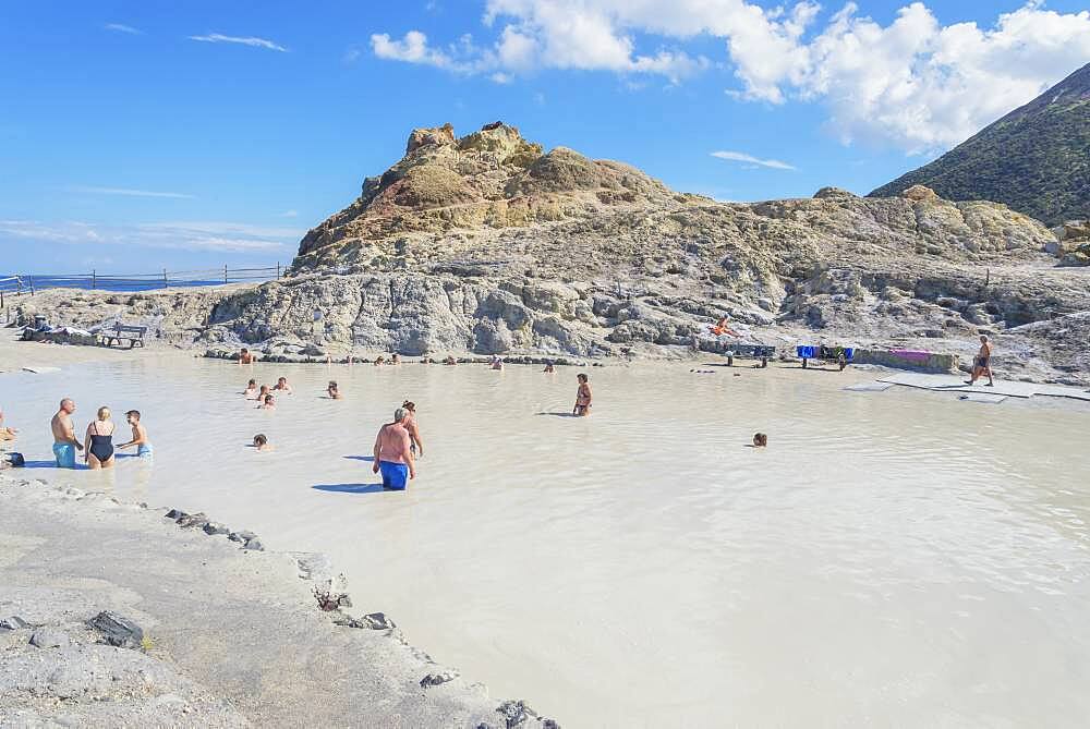 Mud bath, Vulcano Island, Aeolian Islands, UNESCO World Heritage Site, Sicily, Italy, Mediterranean, Europe