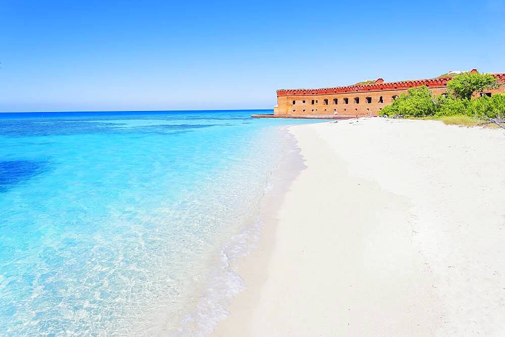 Sandy beach, Fort Jefferson, Dry Tortugas National Park, Florida, United States of America, North America