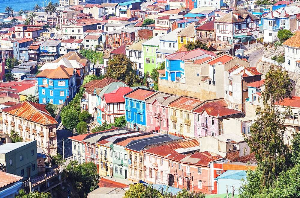 Traditional houses, historic district, Valparaiso, Chile, South America