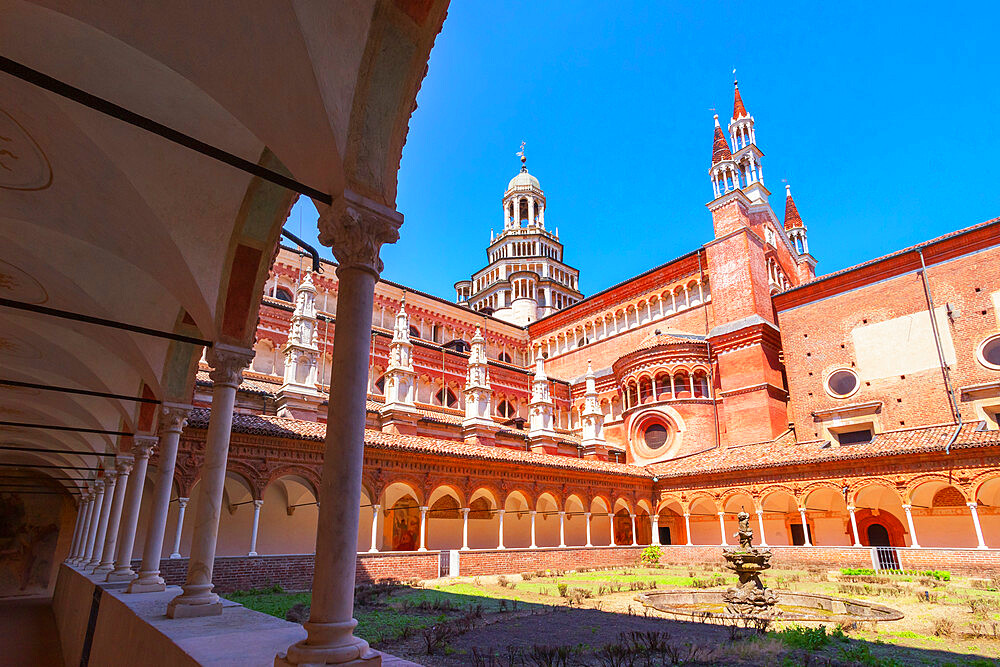 Abbey church, Certosa di Pavia monastery, Certosa di Pavia, Lombardy, Italy