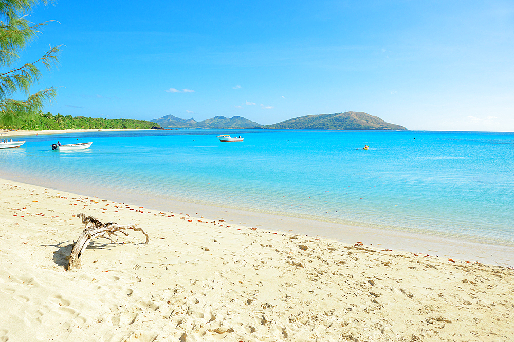 Tropical sandy beach, Nacula island, Yasawa islands, Fiji, South Pacific Islands, Pacific