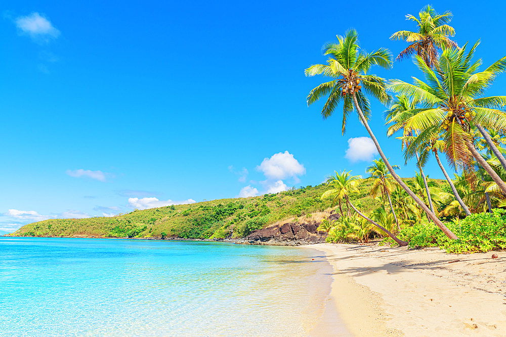 Tropical sandy beach, Drawaqa Island, Yasawa islands, Fiji, South Pacific Islands, Pacific