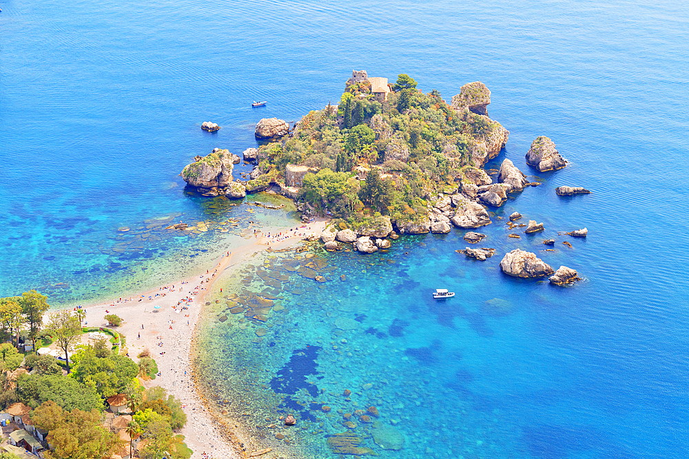 Isola Bella, high angle view, Taormina, Sicily, Italy, Mediterranean, Europe